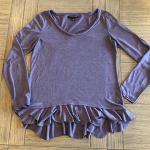Banana republic purple knit ruffle hem shirt top M